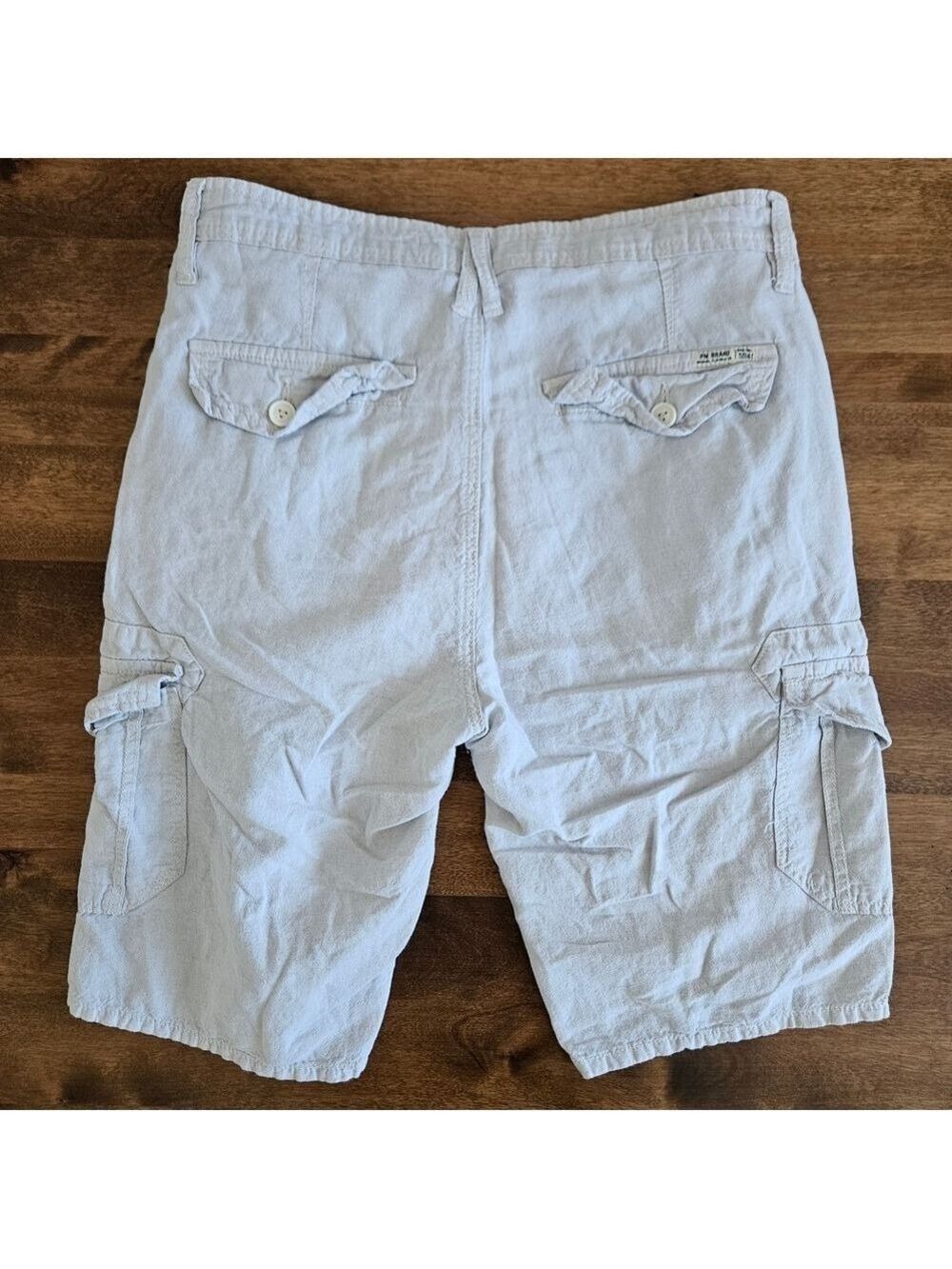 Private Member Linen Blend Cargo Shorts Mens Size 32 Beige Lightweight Summer - Picture 3 of 6